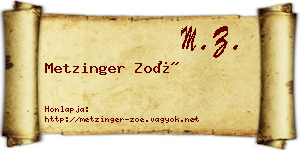 Metzinger Zoé névjegykártya